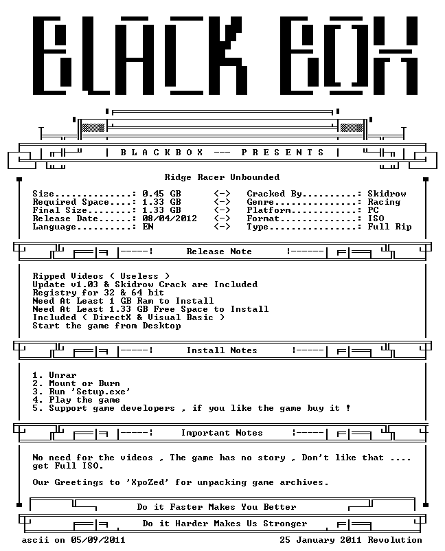 Ridge Racer Unbounded-Black Box